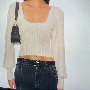 Free people sweater womens S? Cream white Katie Pullover‎ Cropped Y2K Grunge